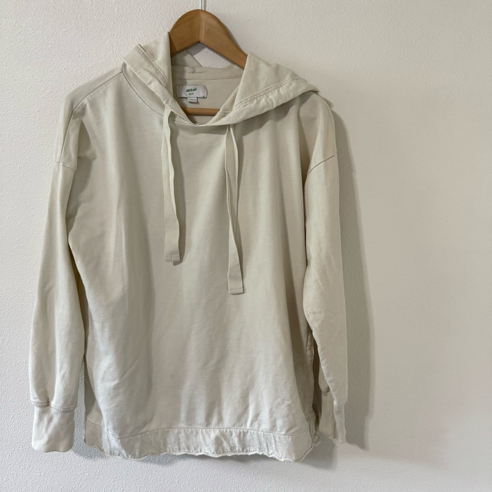 Aerie Sunwashed Desert Oversized Hoodie Off White Side Slit X-Small